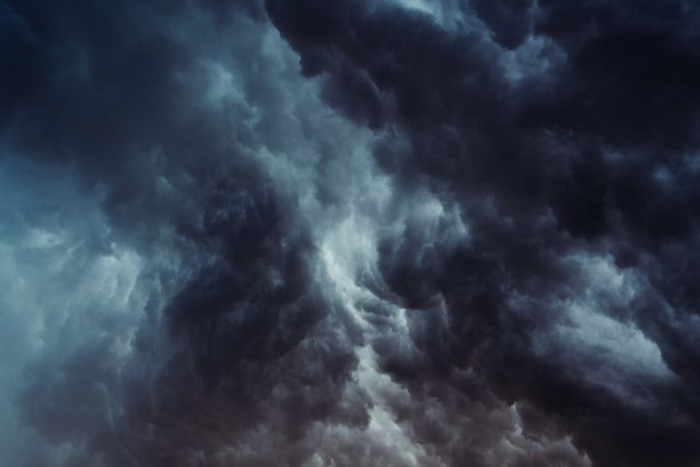 Dark storm clouds building overhead