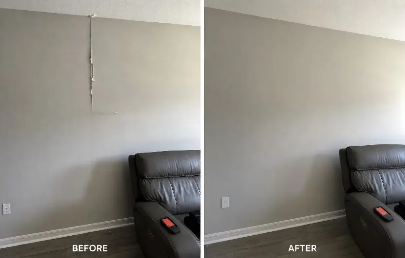 Before and after: drywall repair