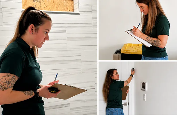 Restoration professional documenting property damage for an insurance claim